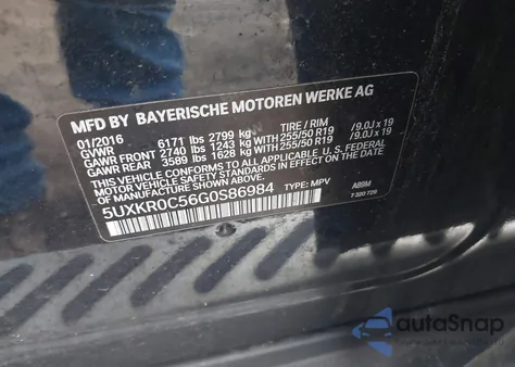 2016 BMW X5 xDrive35I from USA, damaged, VIN 5UXKR0C56G0S86984